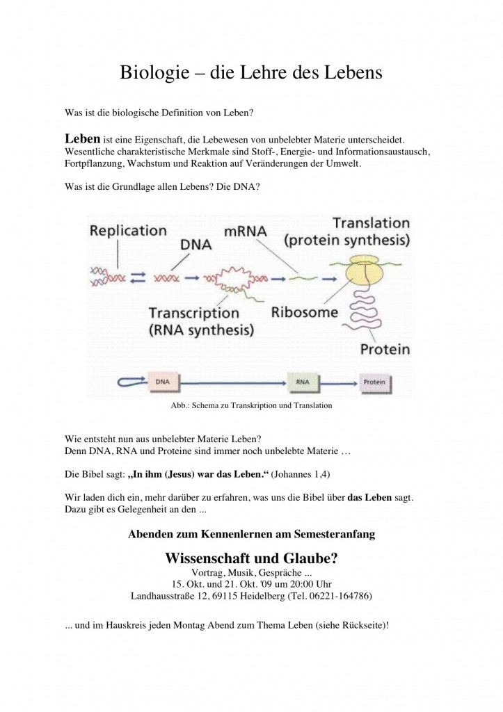 Einladung: Biologie 1